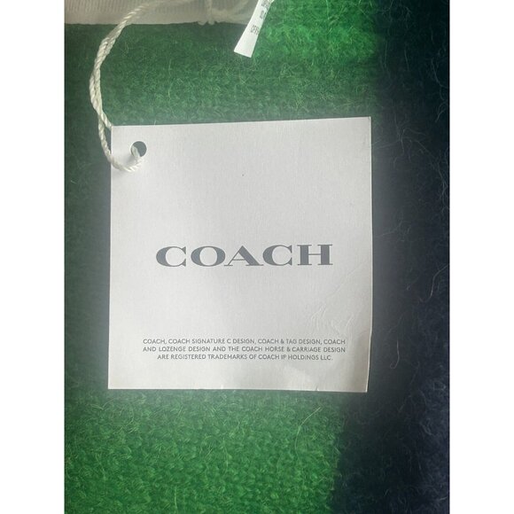 COACH Color Block Pom Beanie Toque Light Pine CO100152 Wool Alpaca - One Size - Picture 4 of 5